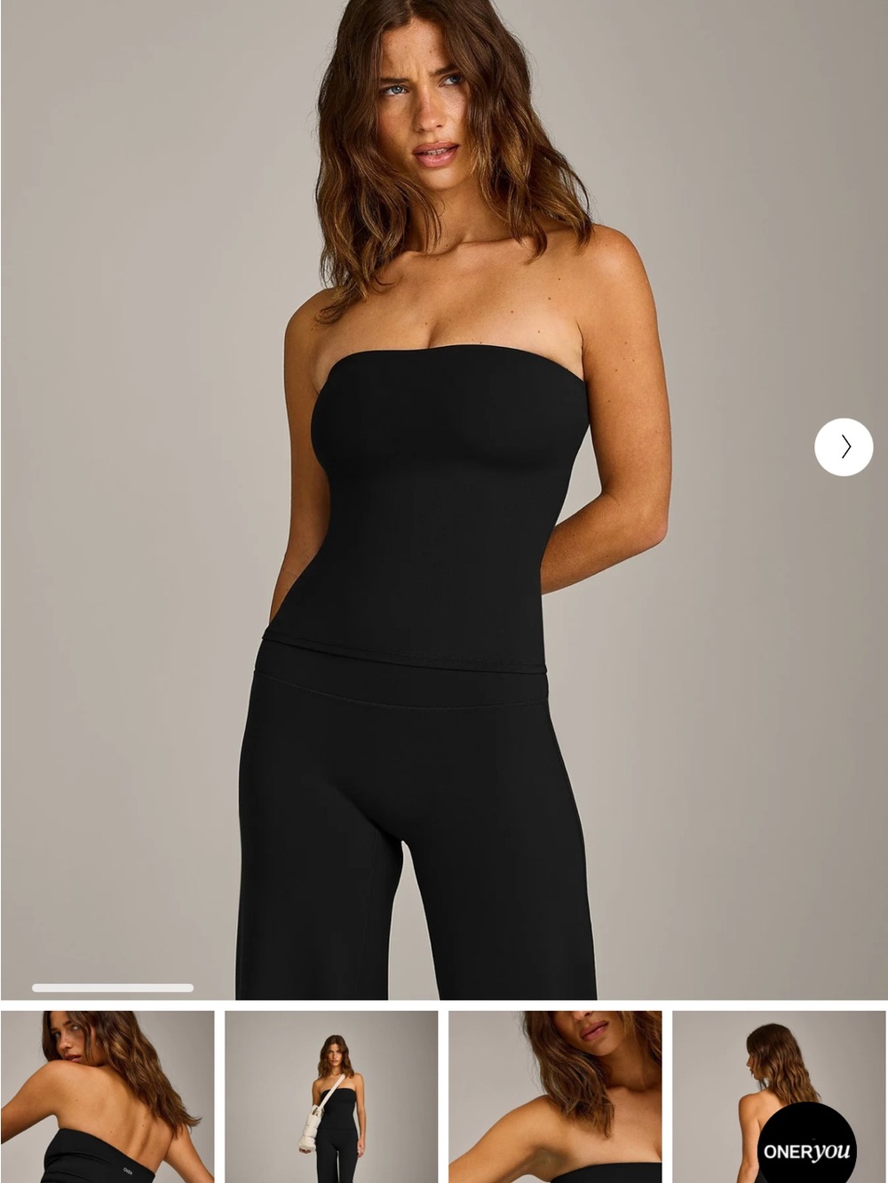 ONER ACTIVE SOFTMOTION™ BANDEAU TANK TOP WITH BUILT IN BRA SHELF WITH GRAY LOGO